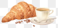 PNG  Croissant and black coffee croissant bread drink. AI generated Image by rawpixel.