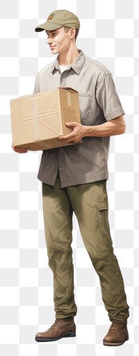 PNG  Delivery holding a cardbox cardboard white background delivering. AI generated Image by rawpixel.