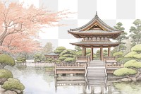 PNG Japanese scenery architecture building outdoors. 