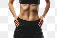 PNG  Young woman slim body sports adult white background.