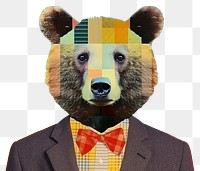 PNG Collage Retro dreamy bear animal mammal representation.