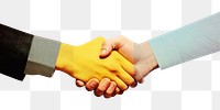 PNG Collage Retro dreamy handshake togetherness agreement yellow.