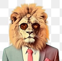 PNG Collage Retro dreamy lion animal mammal representation.