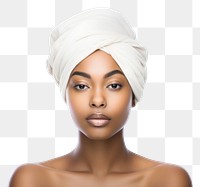 PNG  Woman with wrap towel portrait turban adult.