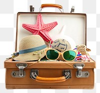 PNG  Vacation accessories suitcase luggage glasses.