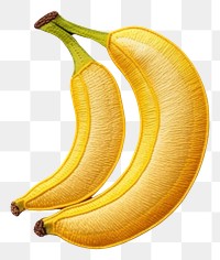 PNG Banana fruit white fabric embroidery.