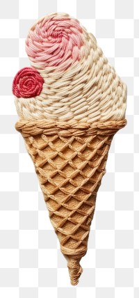PNG White fabric embroidery ice cream dessert.