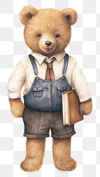 PNG Bear character back to school sketch toy representation.