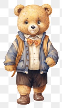 PNG Bear character back to school cute toy representation.