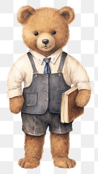 PNG Bear character back to school drawing sketch toy.