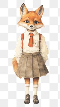 PNG Fox character back to school drawing mammal animal.
