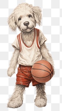 PNG Dog character basketball athlete drawing sketch portrait.