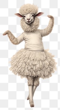 PNG Sheep character ballet dancing livestock portrait drawing