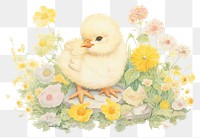 PNG Baby chick in flower garden animal bird cute. AI generated Image by rawpixel.