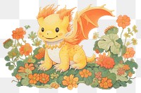 PNG Baby dragon in flower garden cartoon animal cute. AI generated Image by rawpixel.