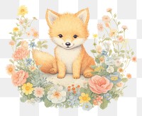 PNG Baby fox in flower garden mammal animal cute. AI generated Image by rawpixel.