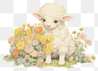 PNG Baby sheep in flower garden livestock animal mammal. AI generated Image by rawpixel.