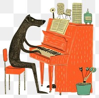 PNG Dog playing piano chair harpsichord creativity. AI generated Image by rawpixel.