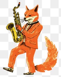PNG Fox playing saxophone animal mammal representation. AI generated Image by rawpixel.