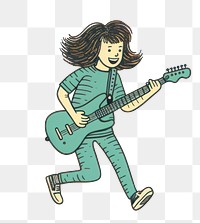 PNG Kid girl playing guitar drawing cartoon sketch. AI generated Image by rawpixel.