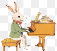 PNG Rabbit playing piano animal mammal music. 