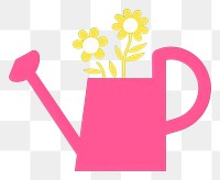 PNG  Watering can with flowers icon green pink inflorescence.