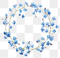 PNG Real pressed forget me not flowers jewelry circle wreath. AI generated Image by rawpixel.