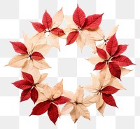 PNG Real pressed poinsettia flowers wreath circle paper. AI generated Image by rawpixel.