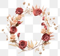 PNG Real pressed rose flowers wreath plant art. AI generated Image by rawpixel.