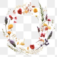 PNG Real pressed wildflowers wreath plant petal. AI generated Image by rawpixel.