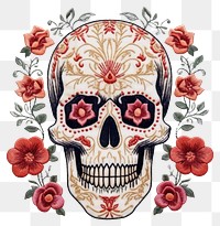 PNG Cute skull embroidery needlework textile.