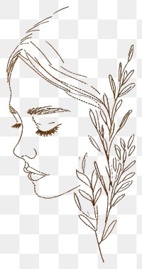 PNG Simple line art woman embroidery pattern drawing.