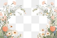 PNG  Botanical floral frame backgrounds pattern flower. AI generated Image by rawpixel.