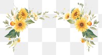 PNG  Sunflower border frame pattern plant inflorescence. AI generated Image by rawpixel.