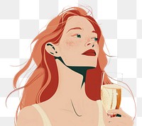 PNG Woman looking away and smiling with champagne adult refreshment hairstyle. AI generated Image by rawpixel.
