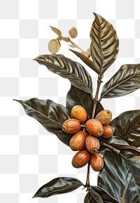 PNG Coffee beans ephemera border backgrounds painting plant.
