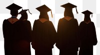 PNG  Students with graduate caps silhouette graduation outdoors. AI generated Image by rawpixel.