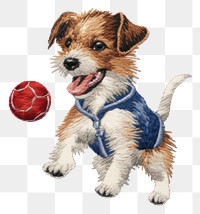 PNG Dog in embroidery style ball terrier mammal.