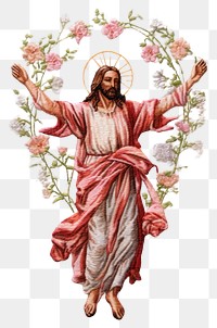 PNG Jesus in embroidery style art representation spirituality.