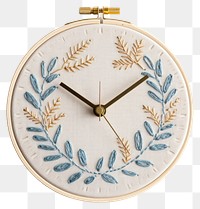 PNG Little clock in embroidery pattern locket accessories.