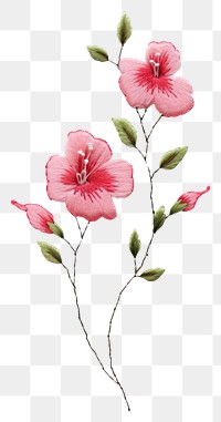 PNG Pink flower blossom embroidery nature plant.
