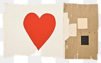 PNG  Craft paper collage element cardboard heart white background.