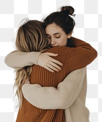 PNG Two hugging friend sweater affectionate togetherness.