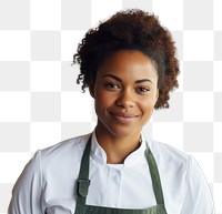 PNG  African American female chef restaurant smiling apron.