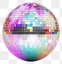PNG Disco ball iridescent sphere purple white background.