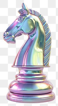 PNG Knight chess iridescent animal mammal metal.