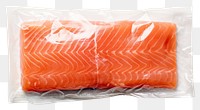 PNG  Plastic wrapping over a salmon fillet seafood white background freshness.