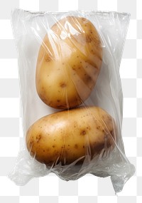 PNG Plastic wrapping over a potato vegetable food 