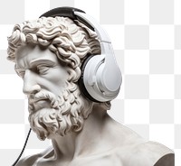 PNG  Portrait of an Ancient Greek sculpture headphones headset representation.