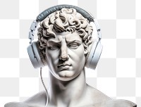 PNG  Portrait of an Ancient Greek sculpture headphones headset photo.